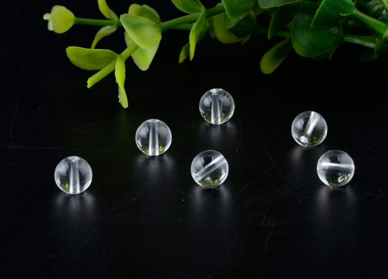 Cmidy Natural Stone Beads 100pcs 8mm White Clear Crystal Quartz Round Stone Beading Loose Gemstone Hole 1mm DIY Smooth Beads for Bracelet Necklace Earrings Jewelry Making (Clear Crystal Quartz White, 8mm) - Image 3